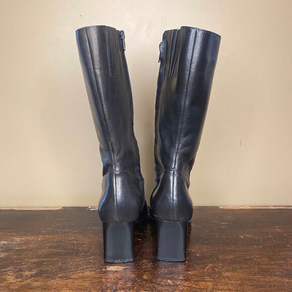 Carlos Falchi Vintage Y2K Square Toe Block Heel Leather Boot, Women’s US 8 - Picture 3 of 6